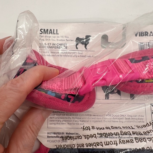 NWT Vibrant Life Harness. Pink & Navy with hearts & bow Small (up to 15 pounds) - Picture 7 of 9